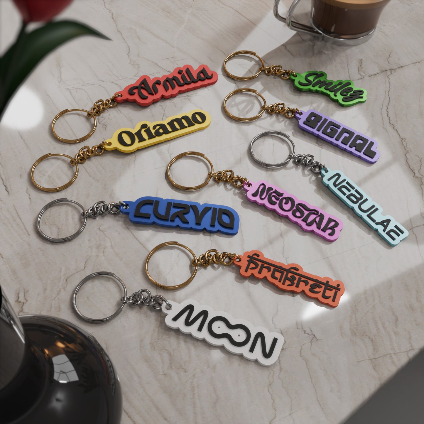 2 Layered Customisable Name Keychain