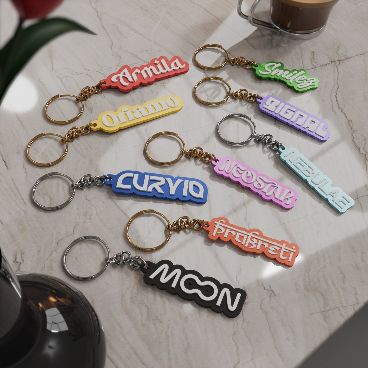 2 Layered Customisable Name Keychain