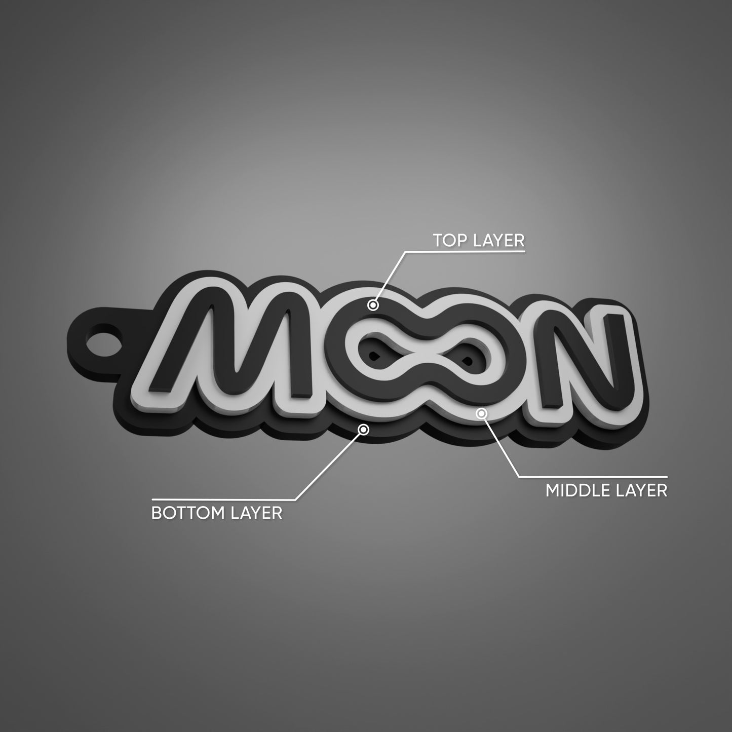 3 Layered Customisable Name Keychain