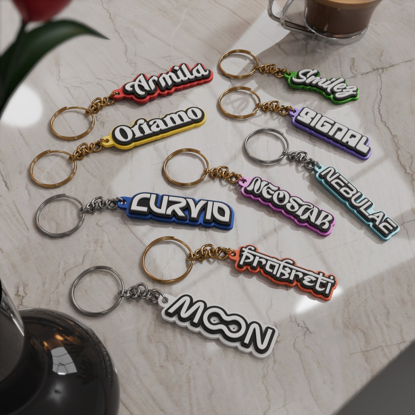 3 Layered Customisable Name Keychain