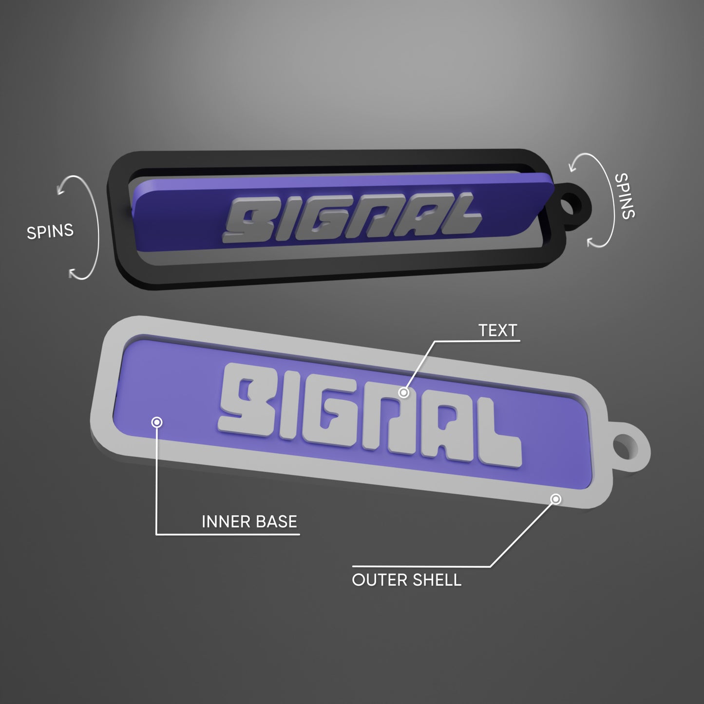 Rotatable Sheet Customisable Name Keychain