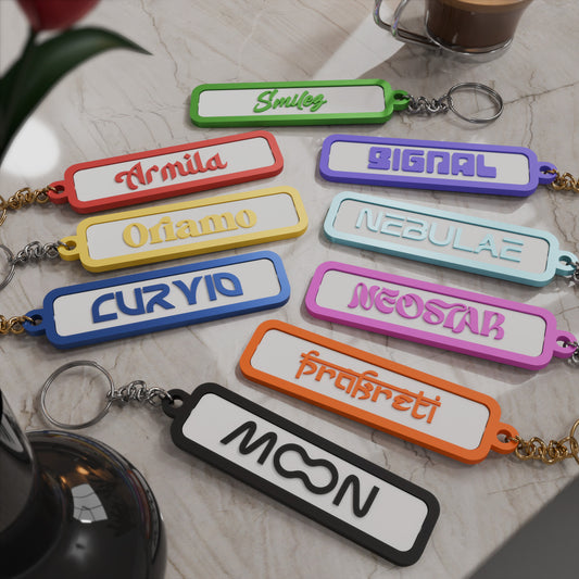 Rotatable Sheet Customisable Name Keychain
