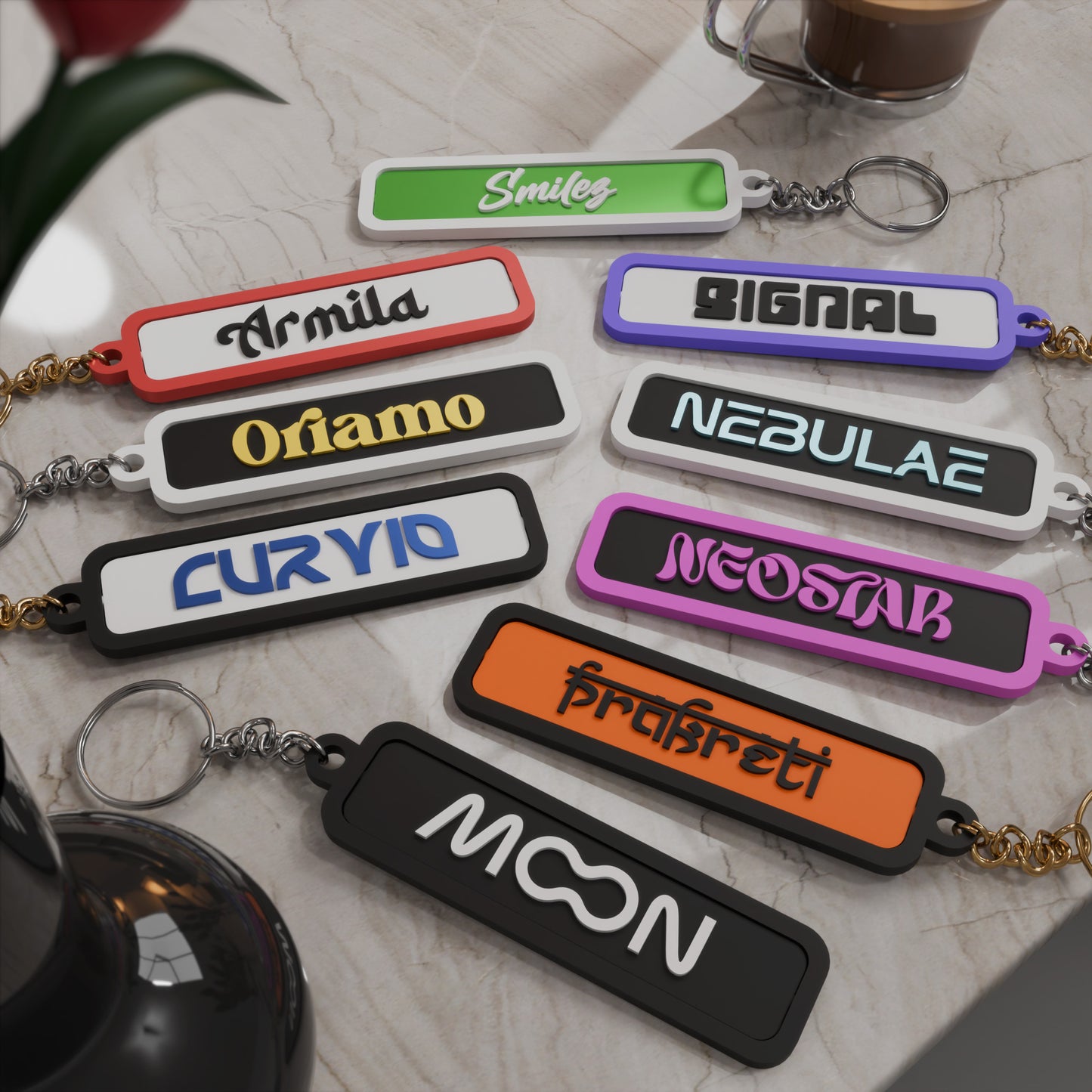 Rotatable Sheet Customisable Name Keychain