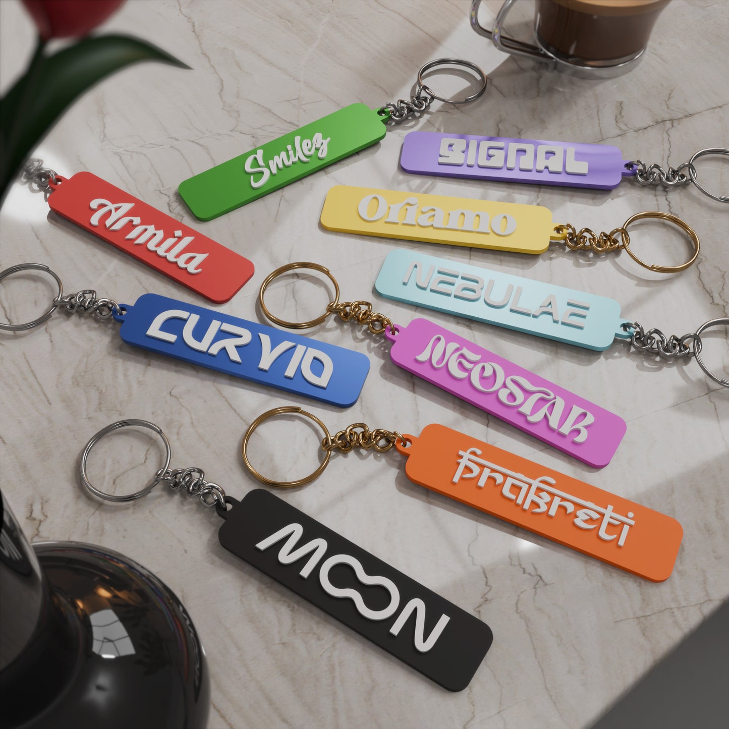 Sheet Tags Customisable Name Keychain