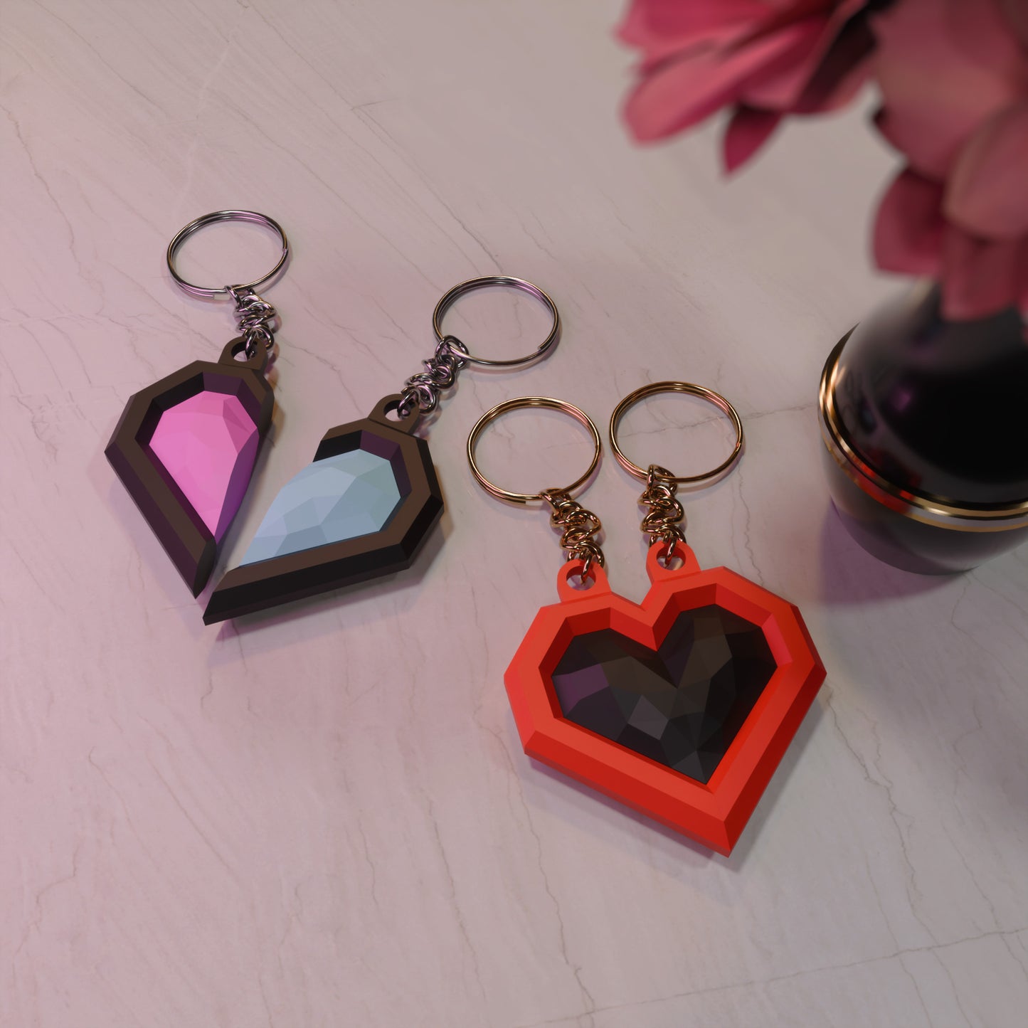 Split Heart Couple Special Keychain