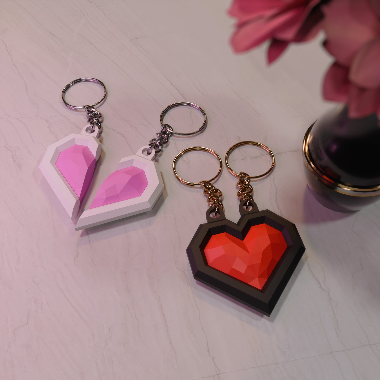 Split Heart Couple Special Keychain