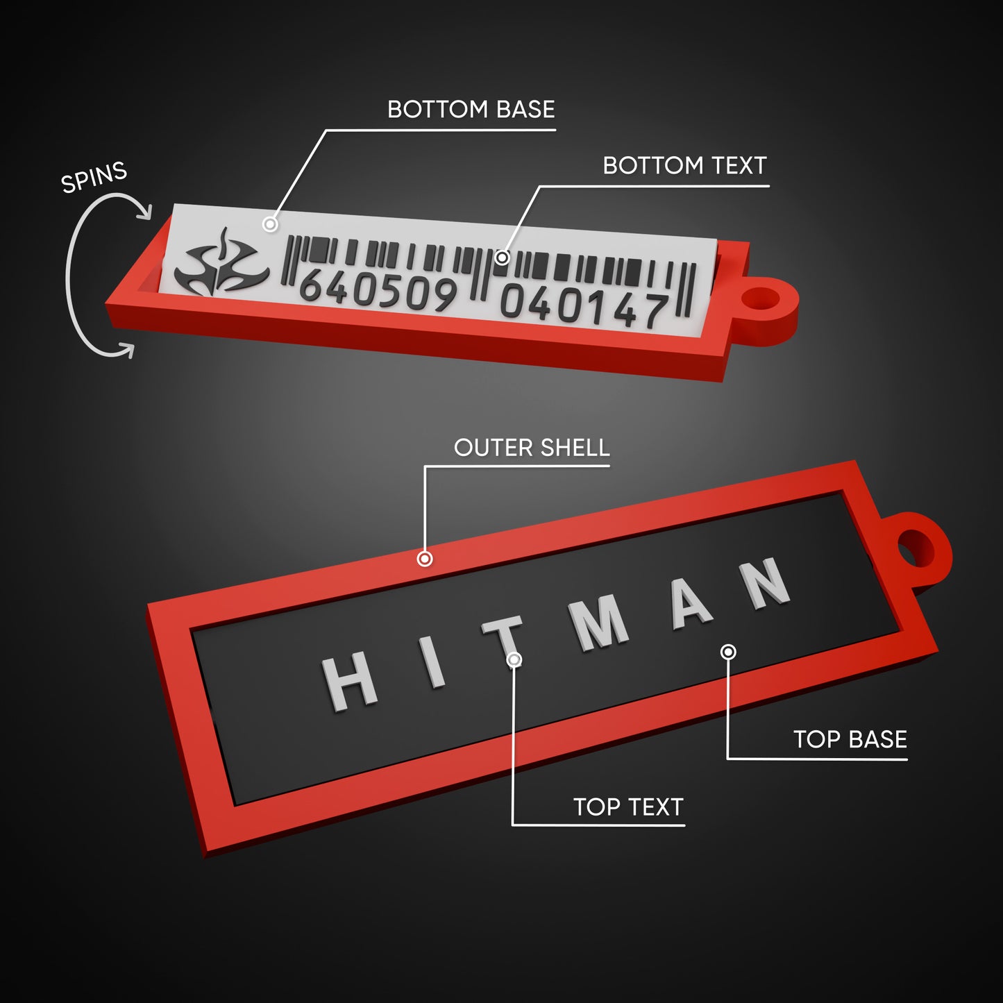 Hitman Rotatable Keychain